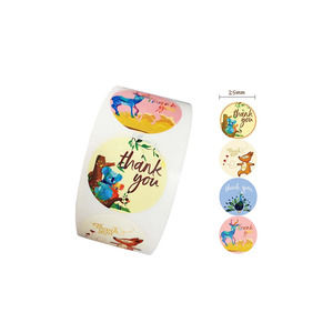 200 pieces animal 4 designs thank you stickers